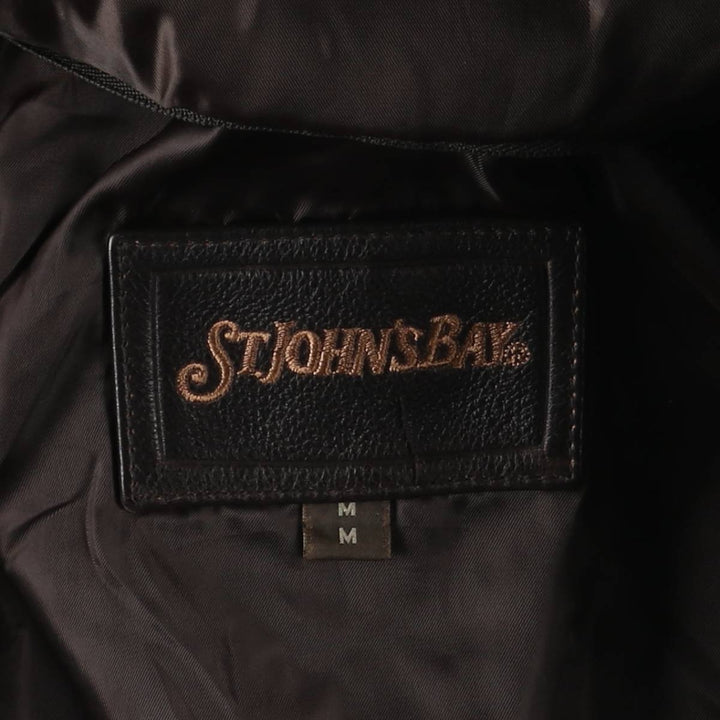 St. John's Bay Padded Swing-Top Leather Blouson, Men's Size M genuine leather brown type Vintage Second Hand