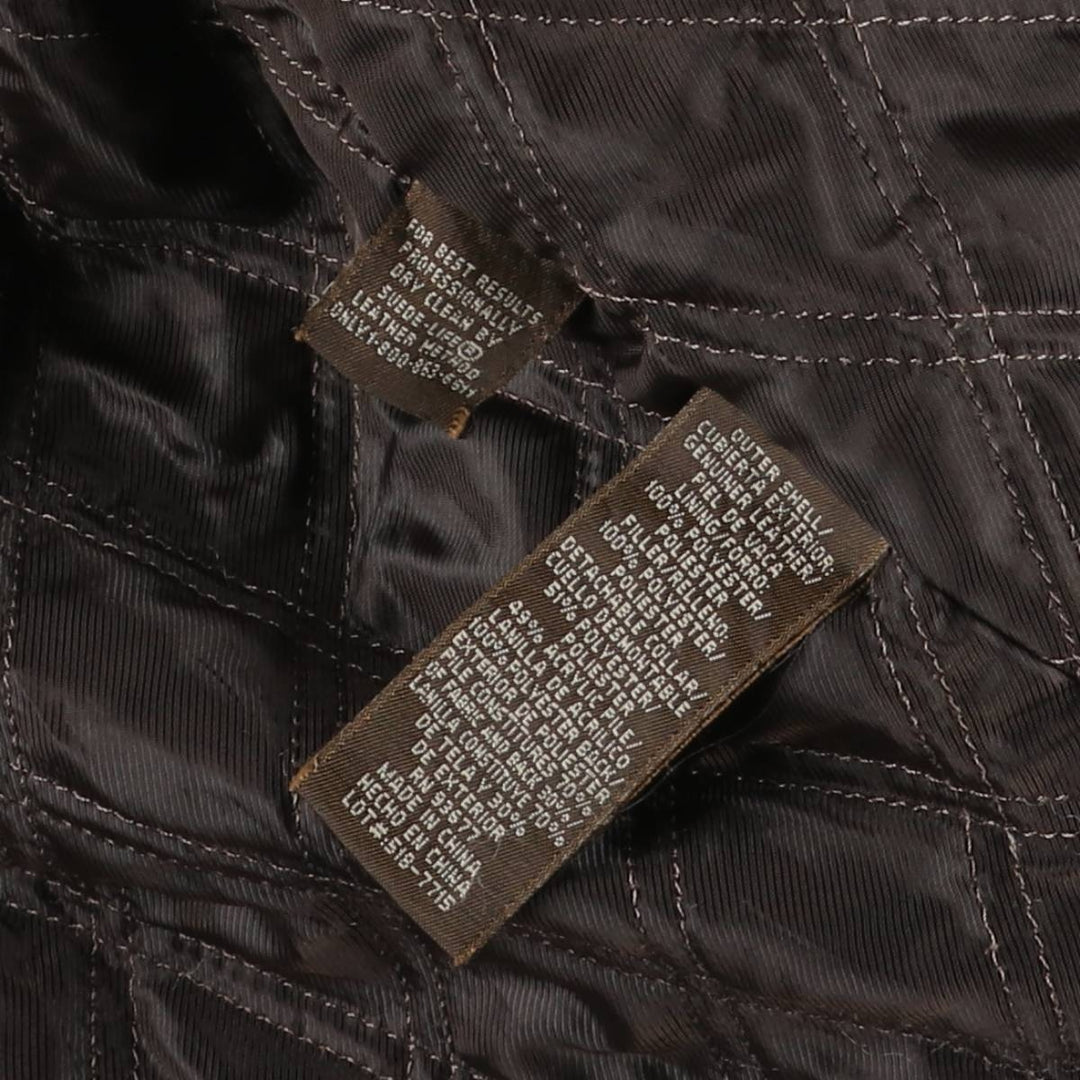 St. John's Bay Padded Swing-Top Leather Blouson, Men's Size M genuine leather brown type Vintage Second Hand