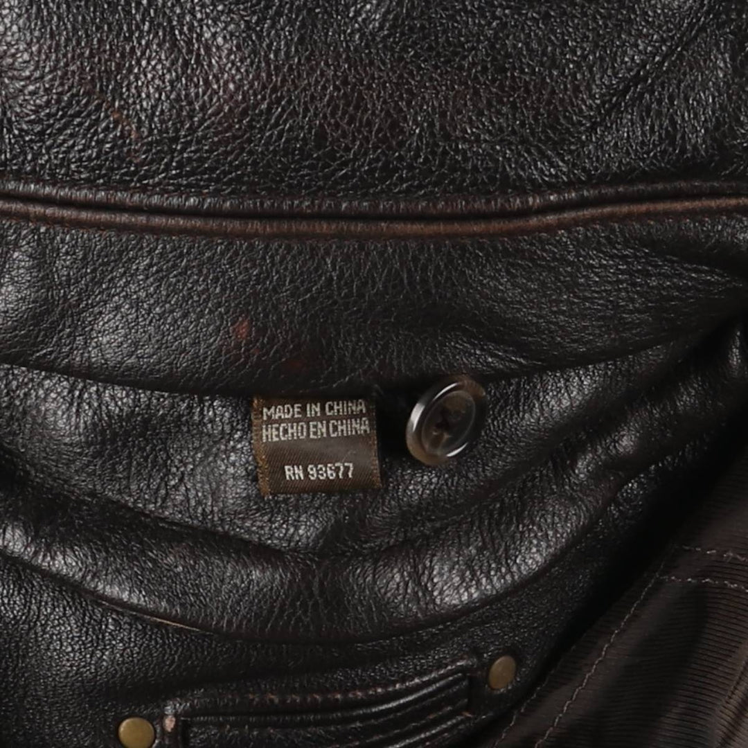 St. John's Bay Padded Swing-Top Leather Blouson, Men's Size M genuine leather brown type Vintage Second Hand