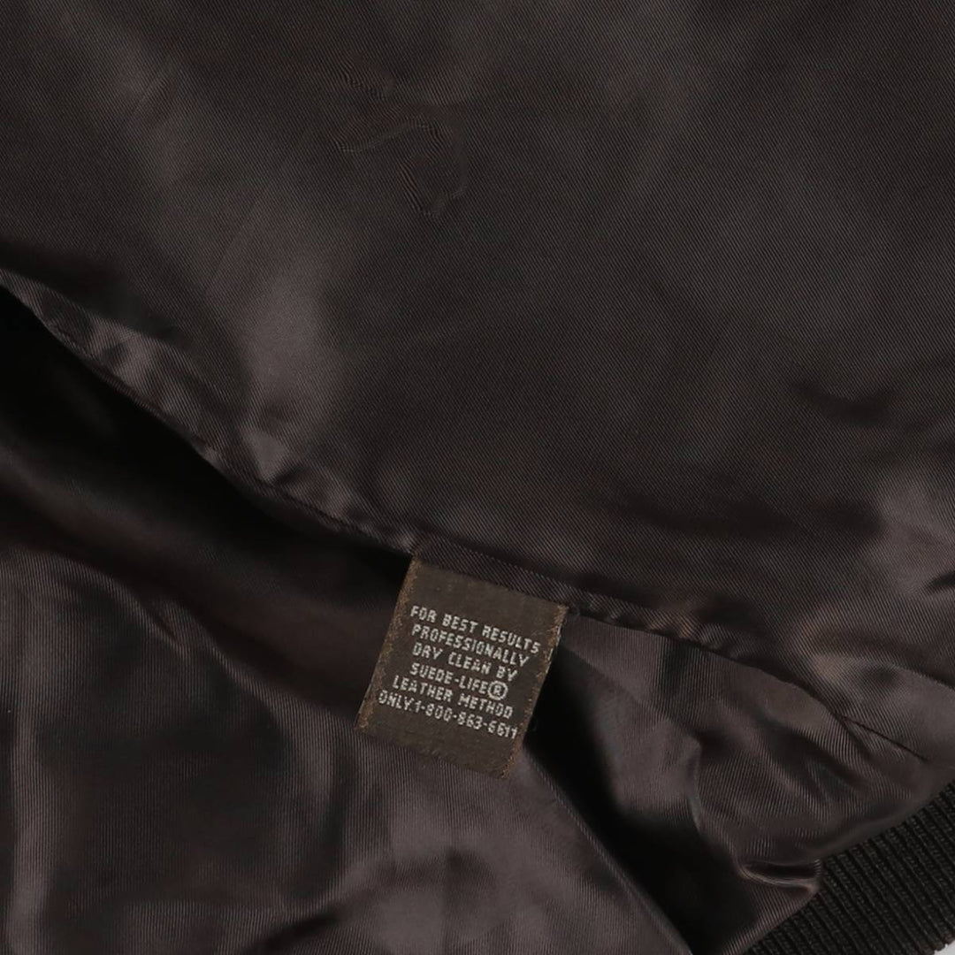 St. John's Bay Padded Swing-Top Leather Blouson, Men's Size M genuine leather brown type Vintage Second Hand