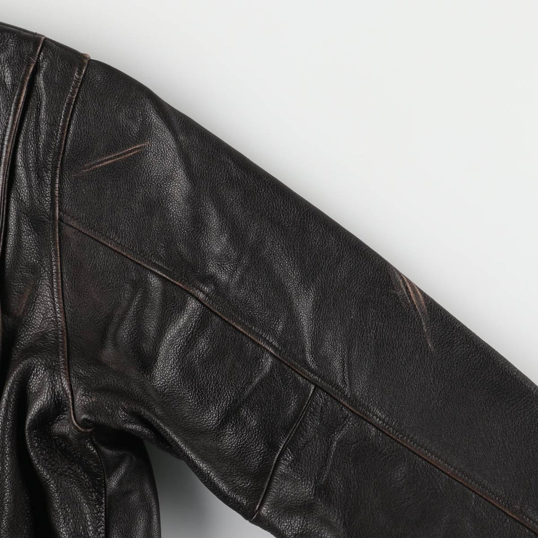 St. John's Bay Padded Swing-Top Leather Blouson, Men's Size M genuine leather brown type Vintage Second Hand