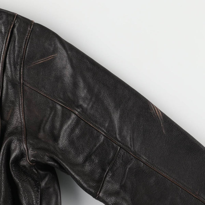 St. John's Bay Padded Swing-Top Leather Blouson, Men's Size M genuine leather brown type Vintage Second Hand