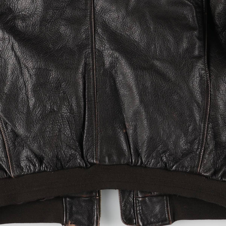 St. John's Bay Padded Swing-Top Leather Blouson, Men's Size M genuine leather brown type Vintage Second Hand