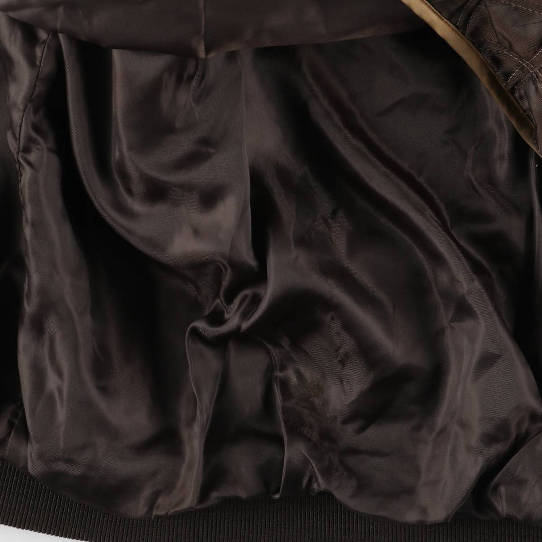 St. John's Bay Padded Swing-Top Leather Blouson, Men's Size M genuine leather brown type Vintage Second Hand