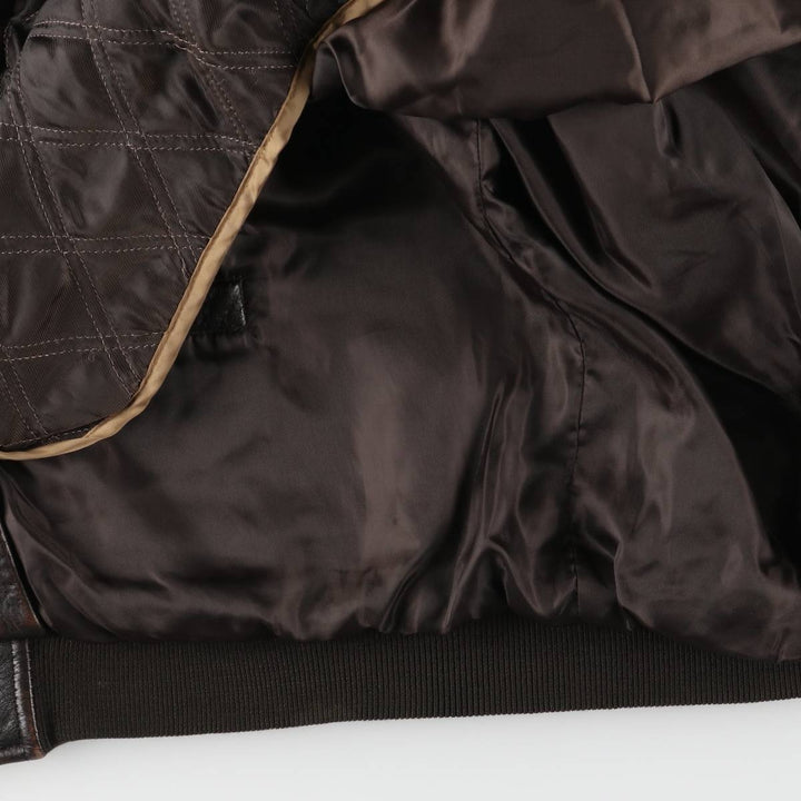 St. John's Bay Padded Swing-Top Leather Blouson, Men's Size M genuine leather brown type Vintage Second Hand