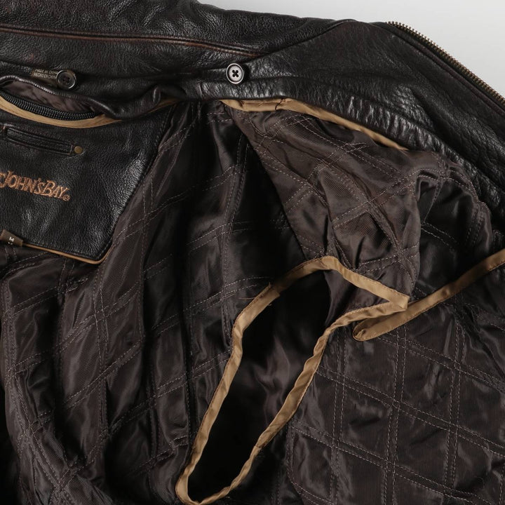 St. John's Bay Padded Swing-Top Leather Blouson, Men's Size M genuine leather brown type Vintage Second Hand