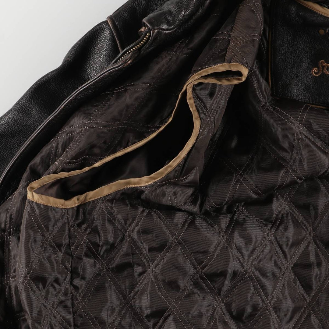 St. John's Bay Padded Swing-Top Leather Blouson, Men's Size M genuine leather brown type Vintage Second Hand