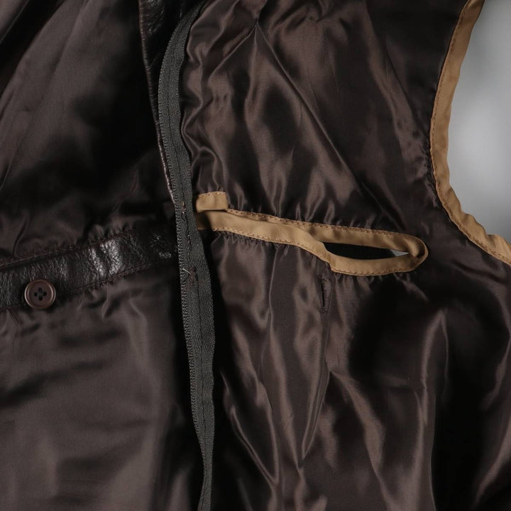 St. John's Bay Padded Swing-Top Leather Blouson, Men's Size M genuine leather brown type Vintage Second Hand