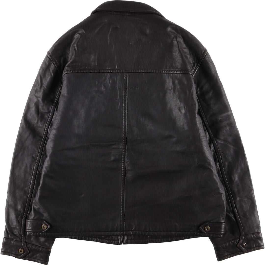 Guess Padded Swing-Top Leather Blouson, Men's Size L genuine leather brown type Vintage Second Hand