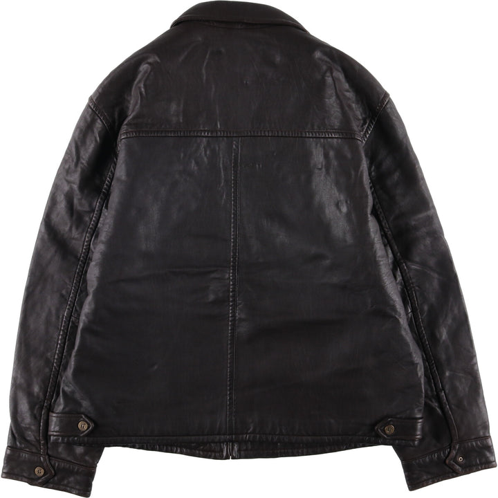 Guess Padded Swing-Top Leather Blouson, Men's Size L genuine leather brown type Vintage Second Hand