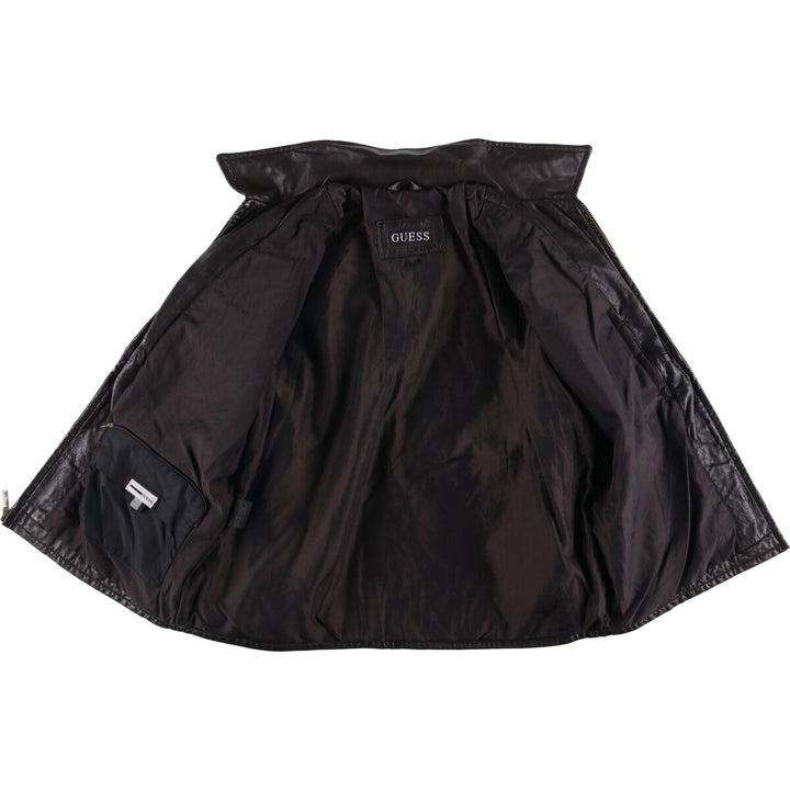 Guess Padded Swing-Top Leather Blouson, Men's Size L genuine leather brown type Vintage Second Hand