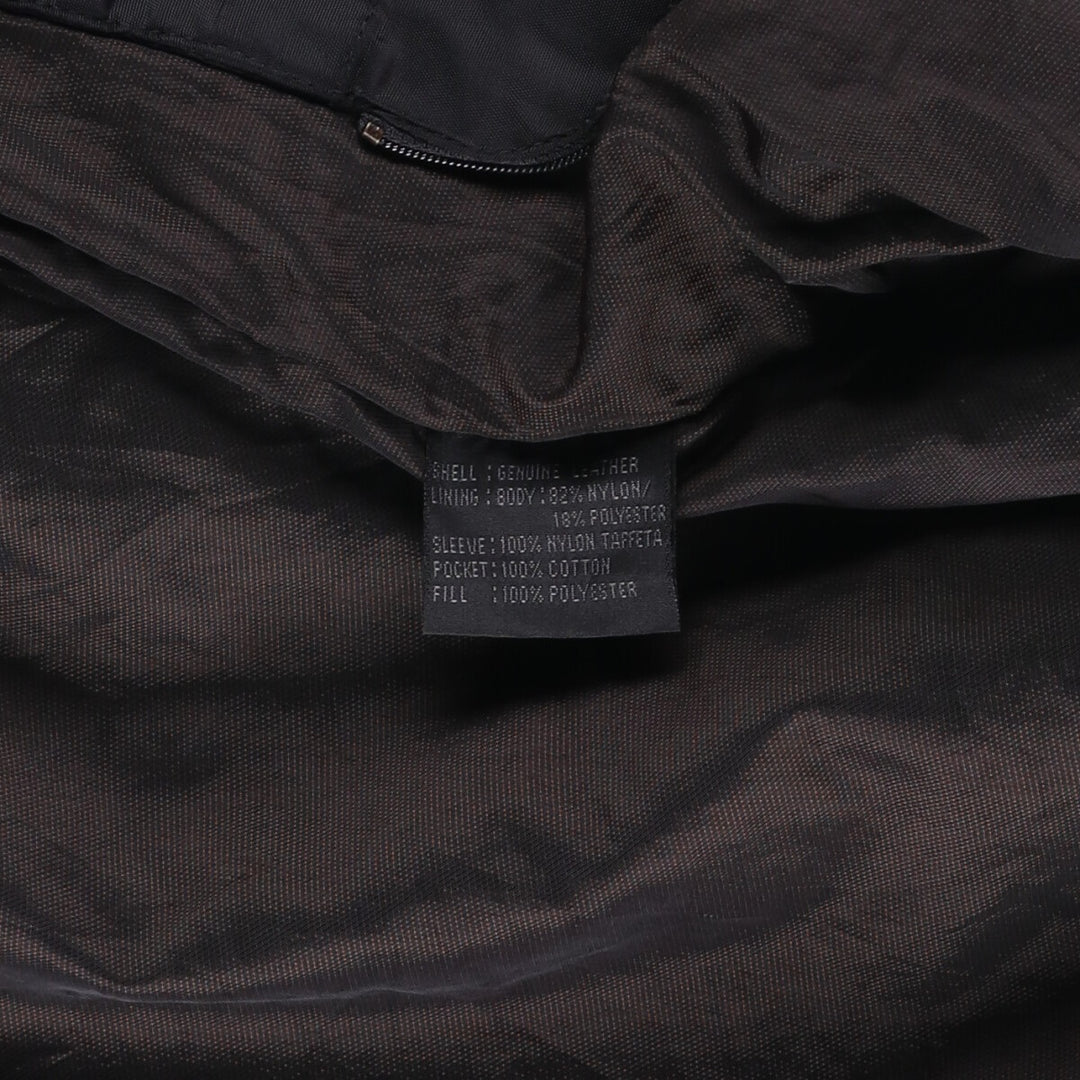 Guess Padded Swing-Top Leather Blouson, Men's Size L genuine leather brown type Vintage Second Hand