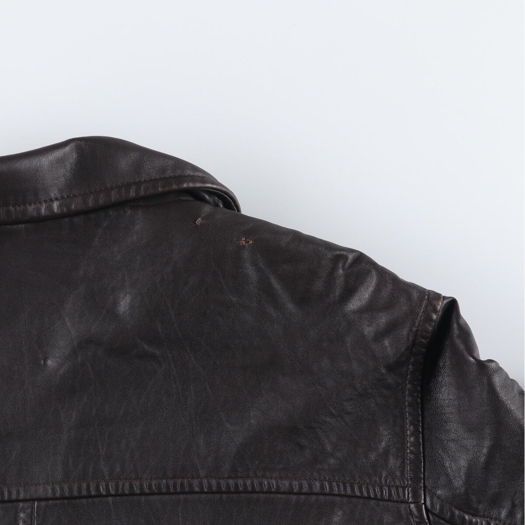 Guess Padded Swing-Top Leather Blouson, Men's Size L genuine leather brown type Vintage Second Hand