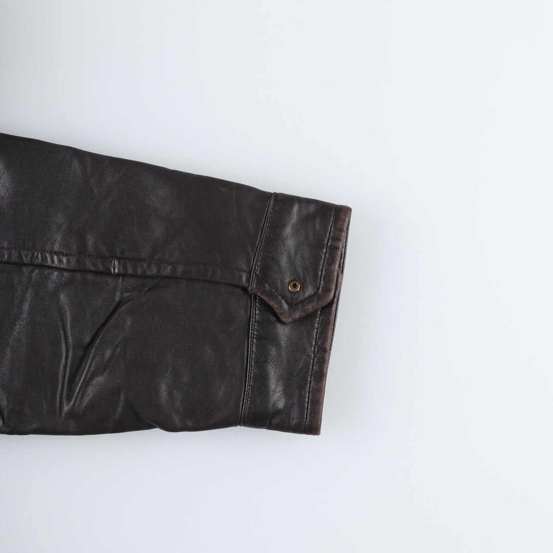 Guess Padded Swing-Top Leather Blouson, Men's Size L genuine leather brown type Vintage Second Hand