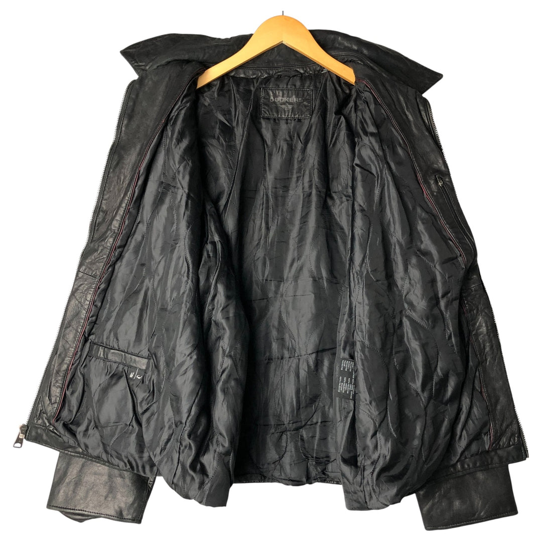 Dockers Padded Swing Top Leather Blouson, Men's XL genuine leather black type Vintage Second Hand