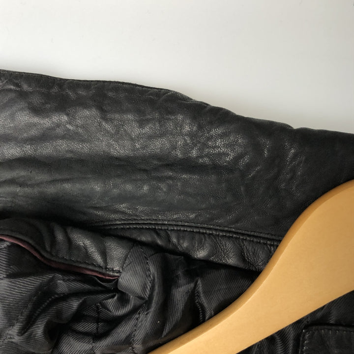 Dockers Padded Swing Top Leather Blouson, Men's XL genuine leather black type Vintage Second Hand