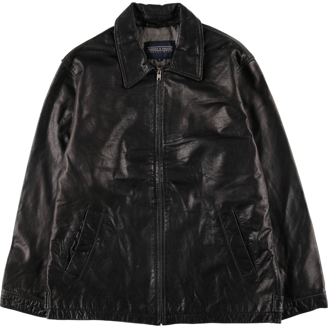 WARREN and PARKER Swing Top Leather Blouson, Men's Size L genuine leather black type Vintage Second Hand