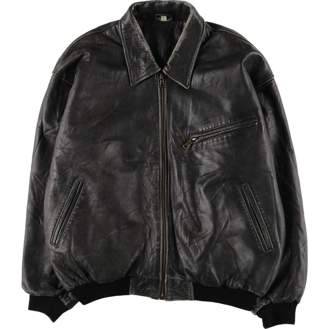 Vintage swing-top leather blouson, men's size XL genuine leather black type Vintage Second Hand