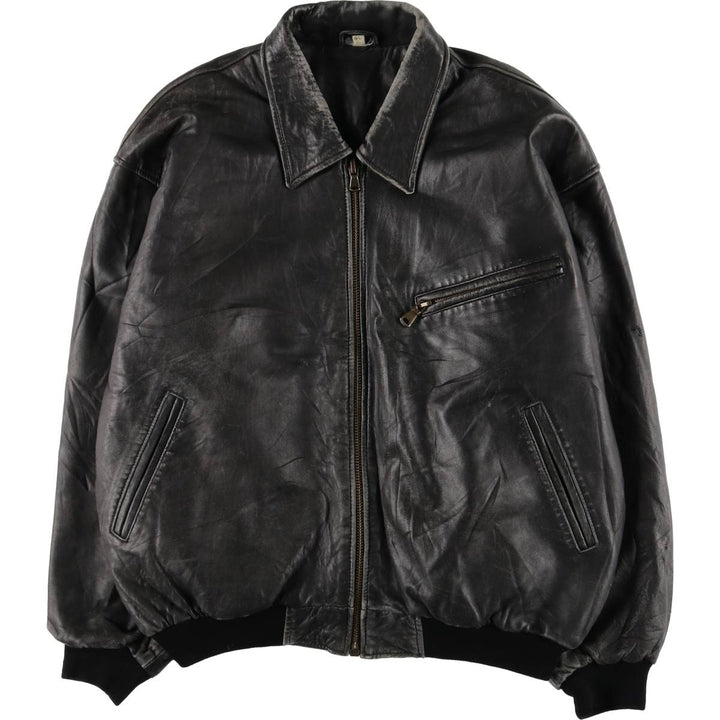 Vintage swing-top leather blouson, men's size XL genuine leather black type Vintage Second Hand