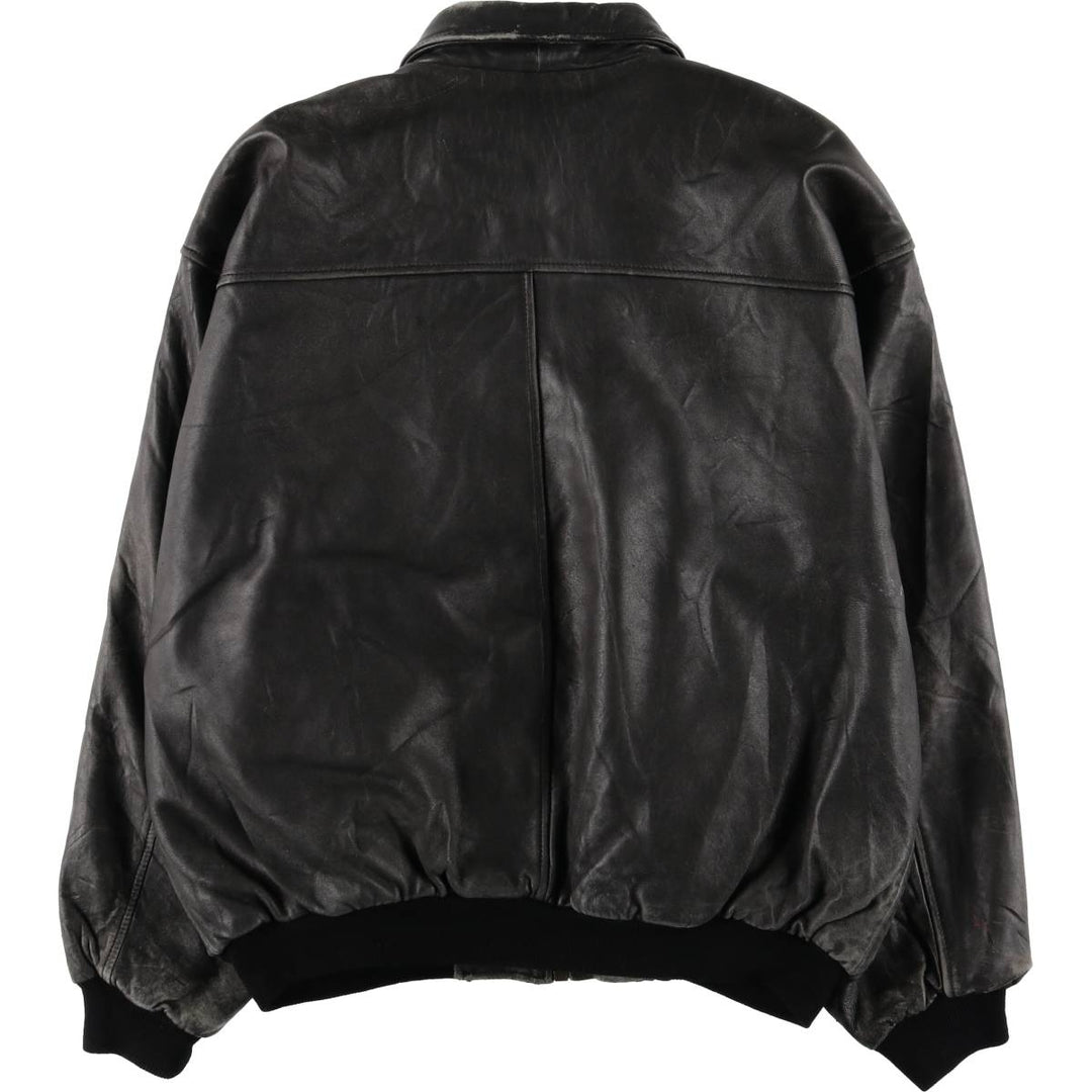 Vintage swing-top leather blouson, men's size XL genuine leather black type Vintage Second Hand