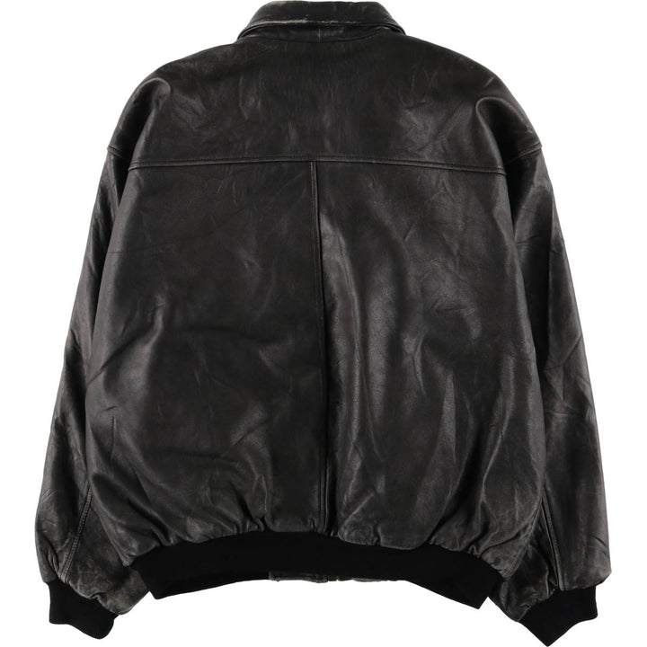 Vintage swing-top leather blouson, men's size XL genuine leather black type Vintage Second Hand