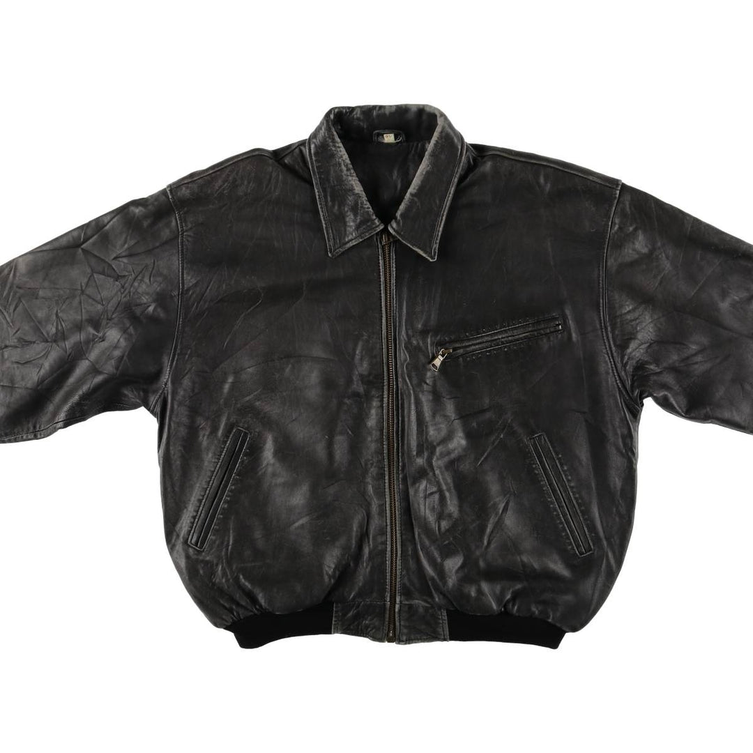 Vintage swing-top leather blouson, men's size XL genuine leather black type Vintage Second Hand