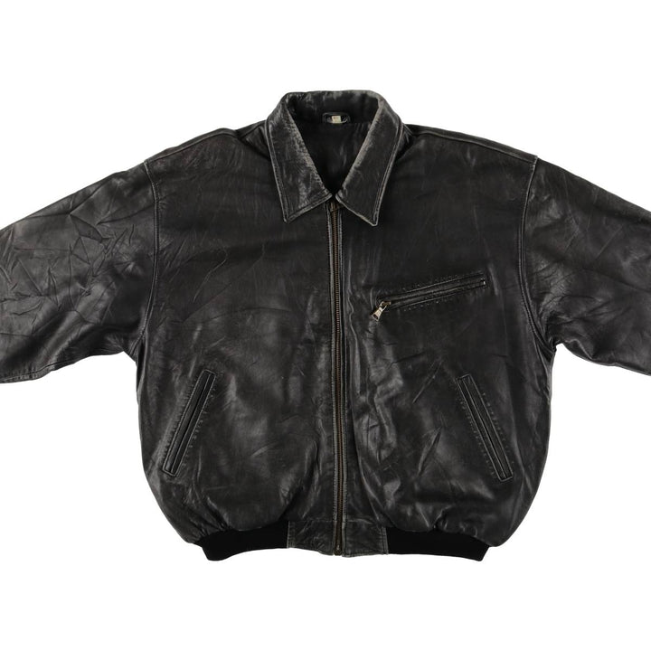Vintage swing-top leather blouson, men's size XL genuine leather black type Vintage Second Hand