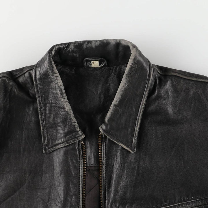 Vintage swing-top leather blouson, men's size XL genuine leather black type Vintage Second Hand