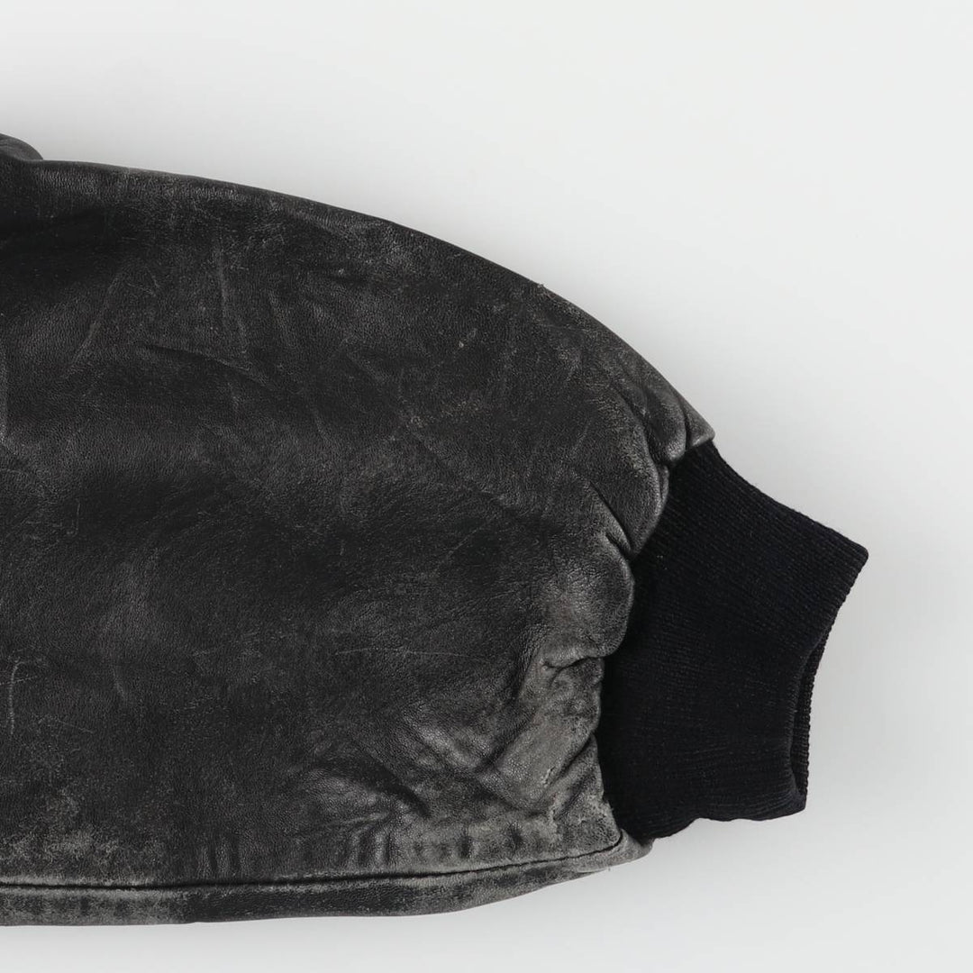 Vintage swing-top leather blouson, men's size XL genuine leather black type Vintage Second Hand