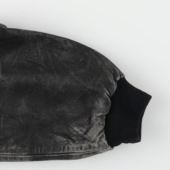 Vintage swing-top leather blouson, men's size XL genuine leather black type Vintage Second Hand