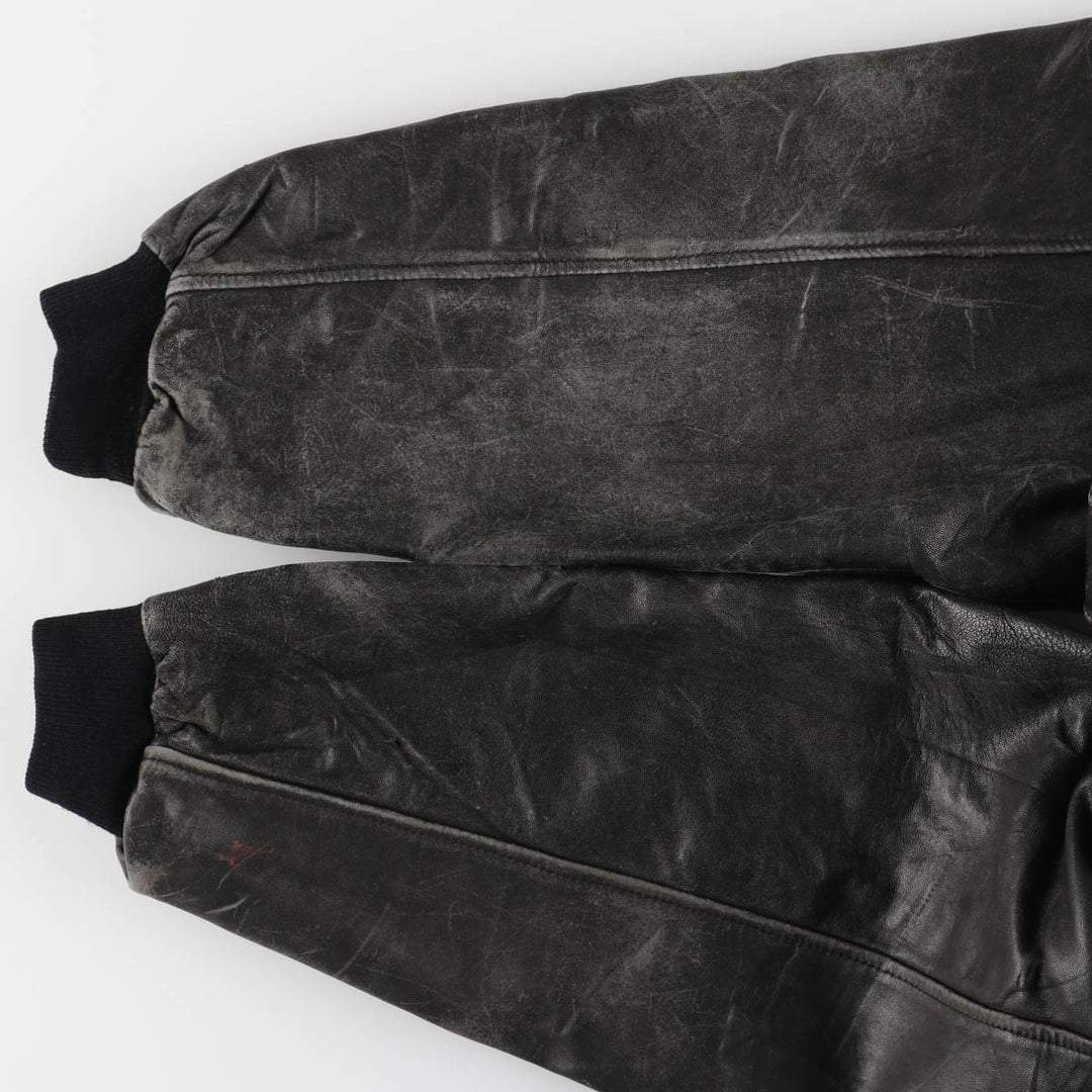 Vintage swing-top leather blouson, men's size XL genuine leather black type Vintage Second Hand