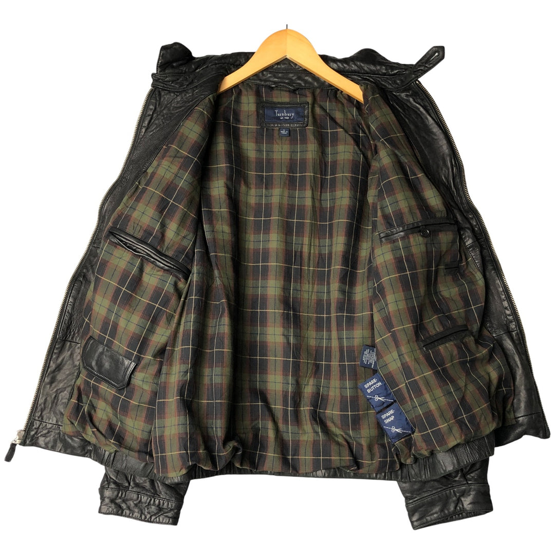 Turnbury Swing Top Leather Blouson, Men's Size L Genuine Leather Lambskin black type Vintage Second Hand