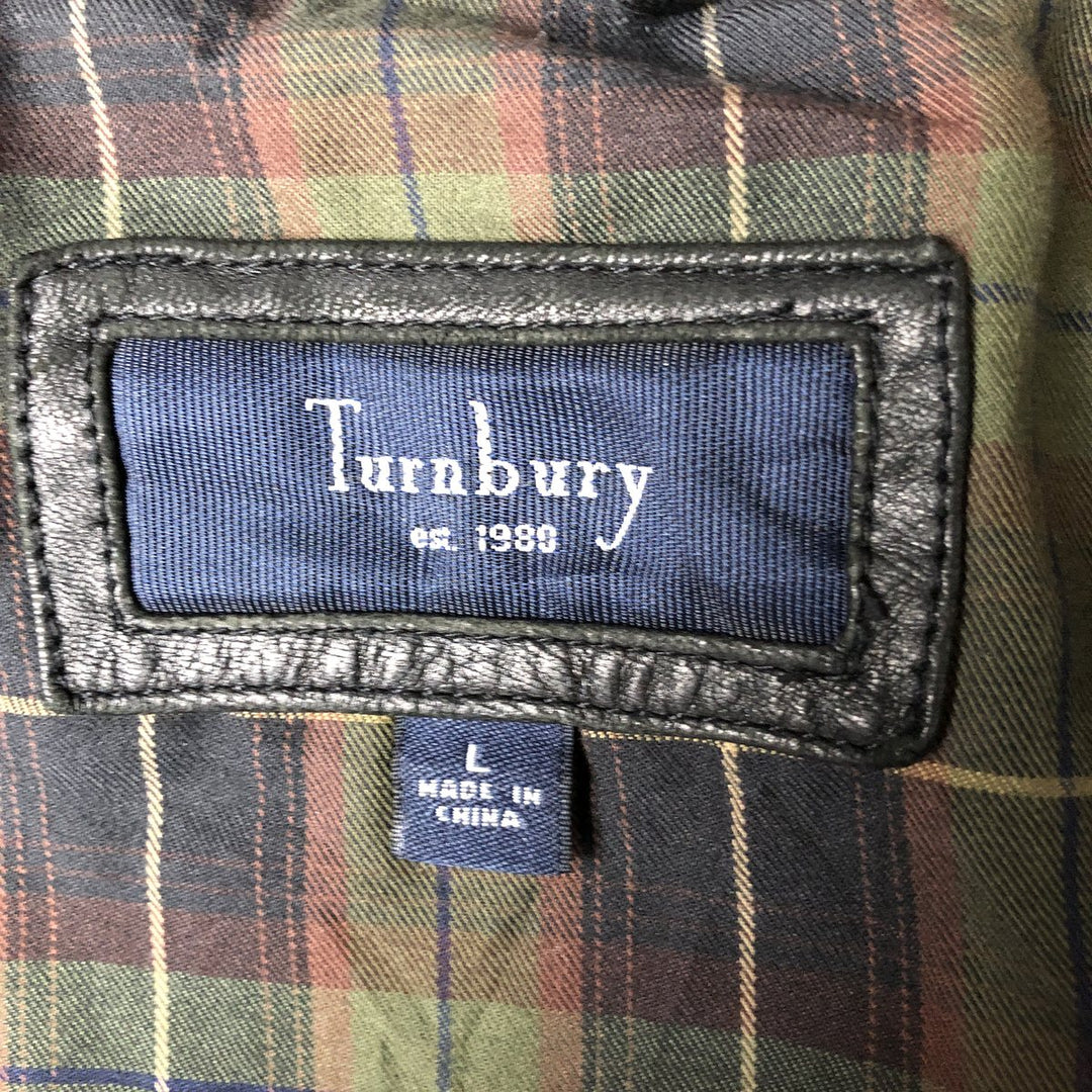 Turnbury Swing Top Leather Blouson, Men's Size L Genuine Leather Lambskin black type Vintage Second Hand