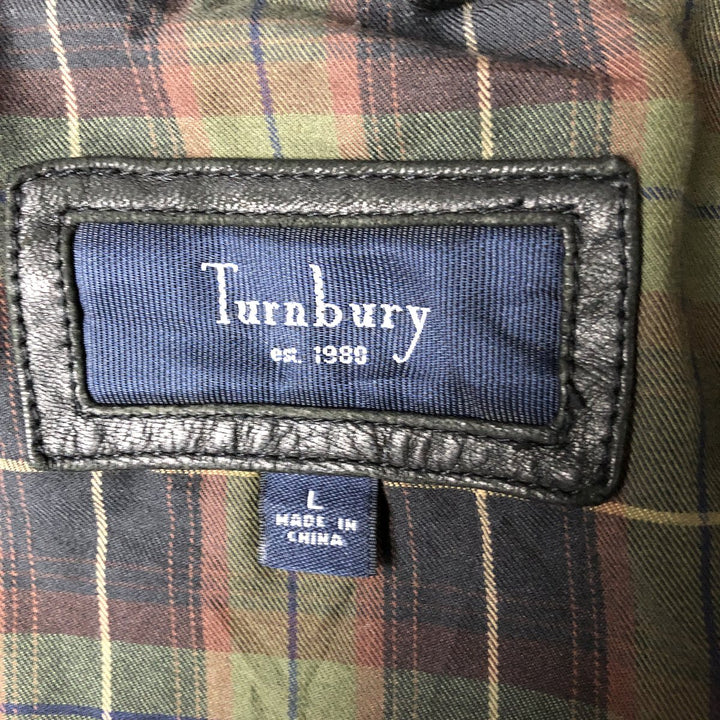 Turnbury Swing Top Leather Blouson, Men's Size L Genuine Leather Lambskin black type Vintage Second Hand