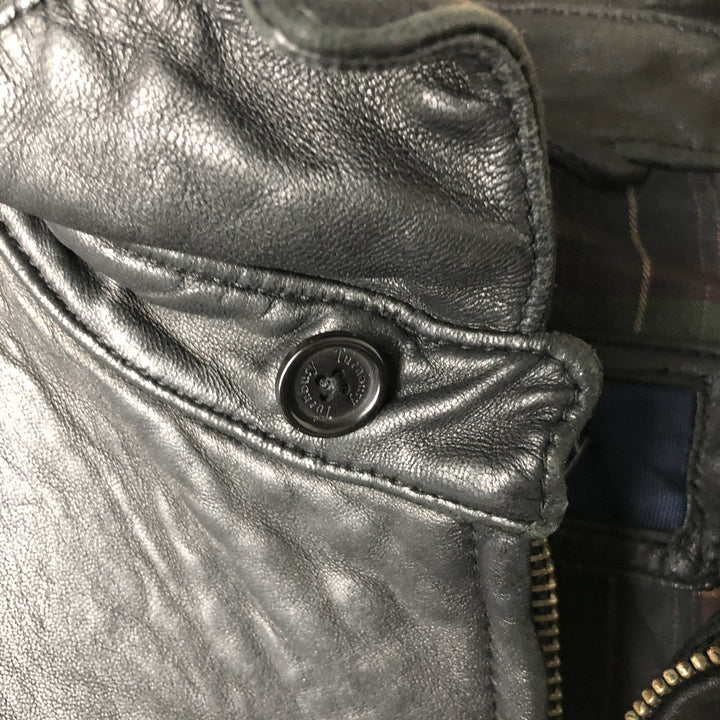 Turnbury Swing Top Leather Blouson, Men's Size L Genuine Leather Lambskin black type Vintage Second Hand