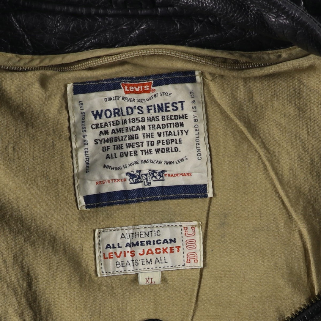 Levi's Authentic Padded Leather Blouson, Men's Size XL genuine leather black type Vintage Second Hand