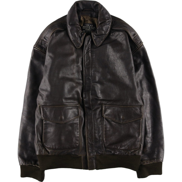 AVIREX A-2 Leather Flight Jacket, Men's Size L, Vintage unclear brown type Vintage Second Hand