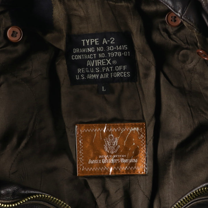 AVIREX A-2 Leather Flight Jacket, Men's Size L, Vintage unclear brown type Vintage Second Hand