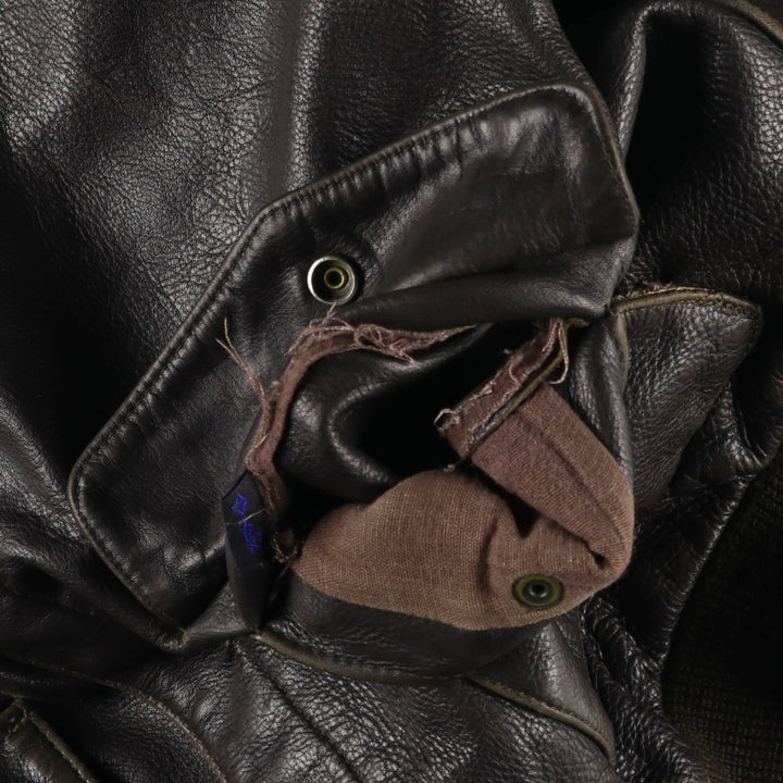 AVIREX A-2 Leather Flight Jacket, Men's Size L, Vintage unclear brown type Vintage Second Hand