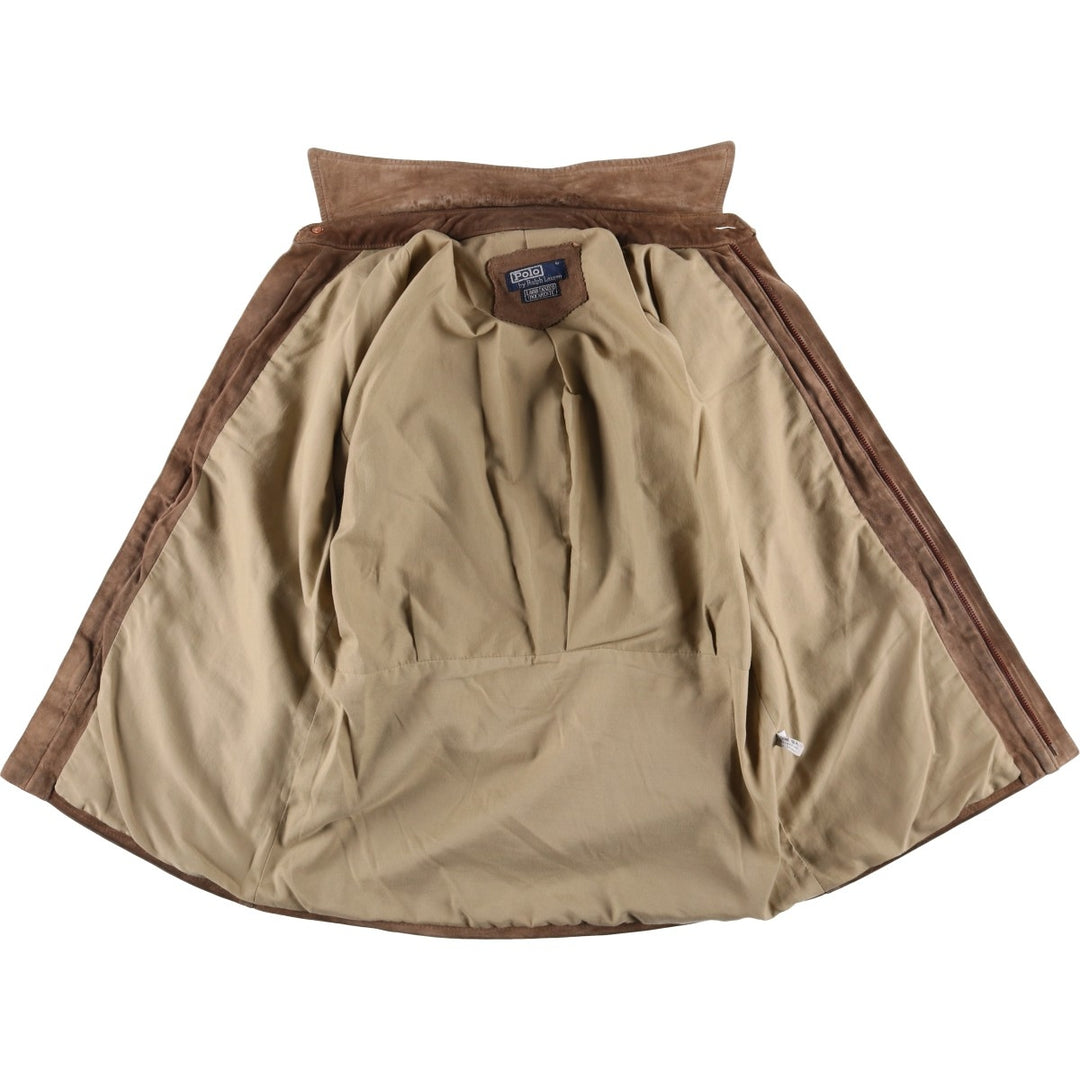 Ralph Lauren POLO by Ralph Lauren suede leather jacket, men's size M Genuine Leather Cowhide Suede Leather Beige type Vintage Second Hand