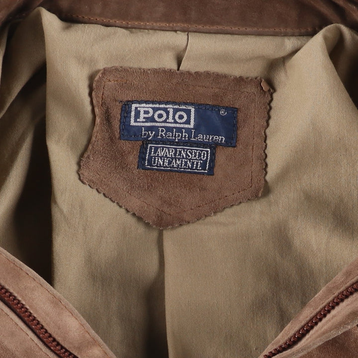 Ralph Lauren POLO by Ralph Lauren suede leather jacket, men's size M Genuine Leather Cowhide Suede Leather Beige type Vintage Second Hand