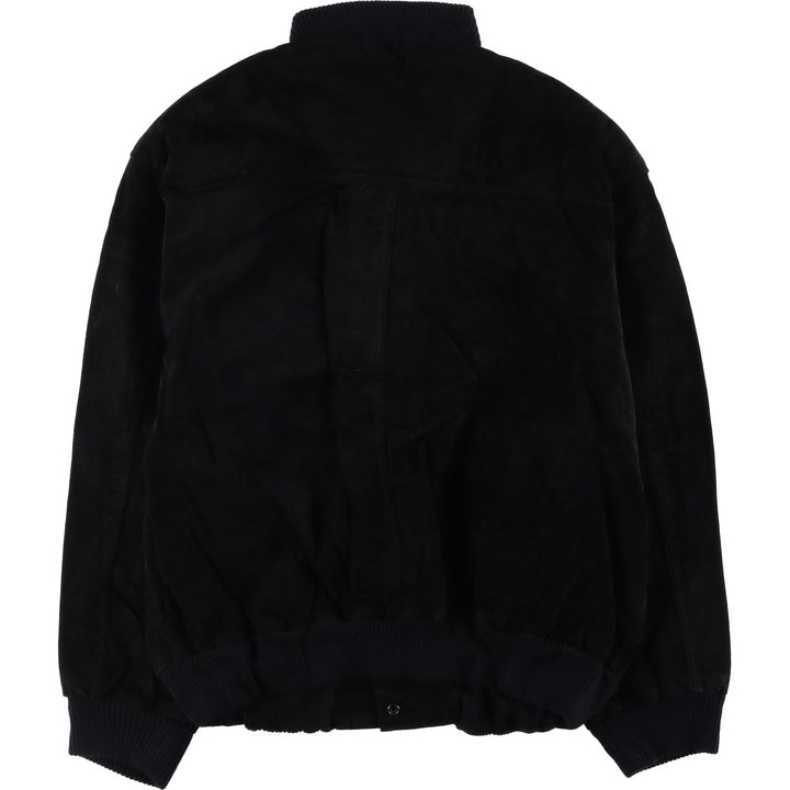 90'S Camel Suede Leather Blouson, Men's XL, Vintage Genuine Leather Suede Leather black type Vintage Second Hand