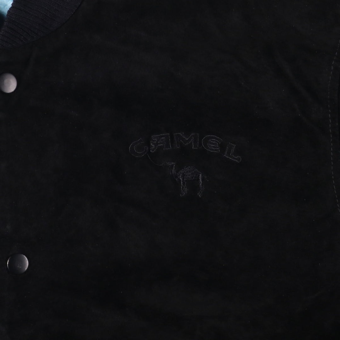 90'S Camel Suede Leather Blouson, Men's XL, Vintage Genuine Leather Suede Leather black type Vintage Second Hand