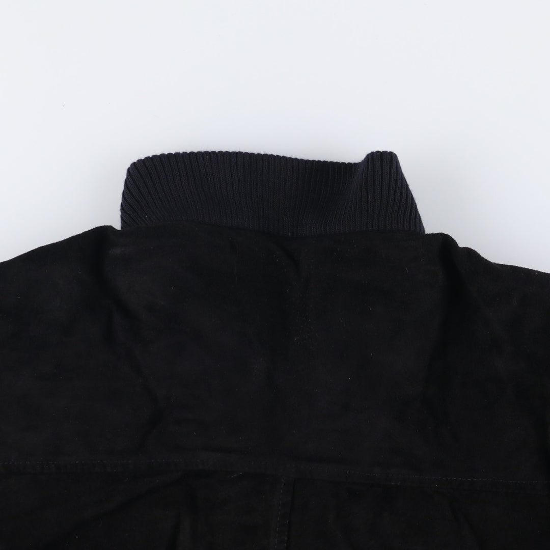 90'S Camel Suede Leather Blouson, Men's XL, Vintage Genuine Leather Suede Leather black type Vintage Second Hand