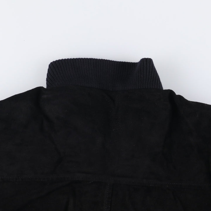 90'S Camel Suede Leather Blouson, Men's XL, Vintage Genuine Leather Suede Leather black type Vintage Second Hand