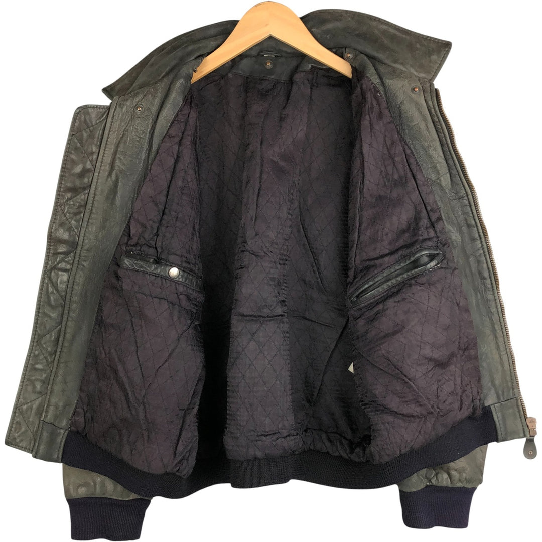 Quilted liner leather flight jacket, men's size M genuine leather black type Vintage Second Hand