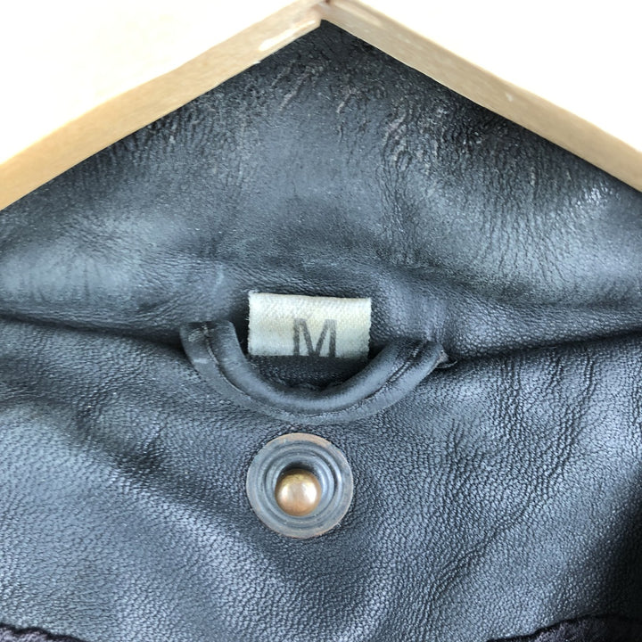 Quilted liner leather flight jacket, men's size M genuine leather black type Vintage Second Hand