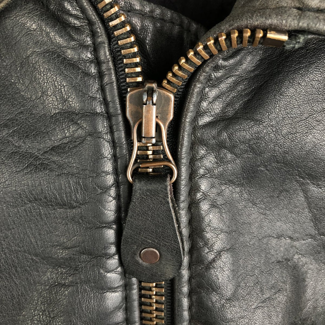 Quilted liner leather flight jacket, men's size M genuine leather black type Vintage Second Hand