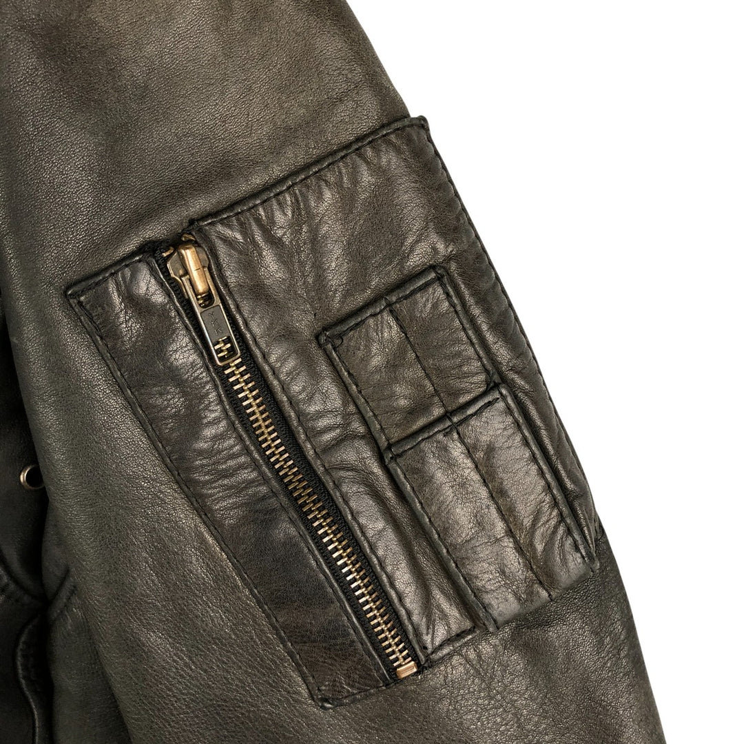 Quilted liner leather flight jacket, men's size M genuine leather black type Vintage Second Hand