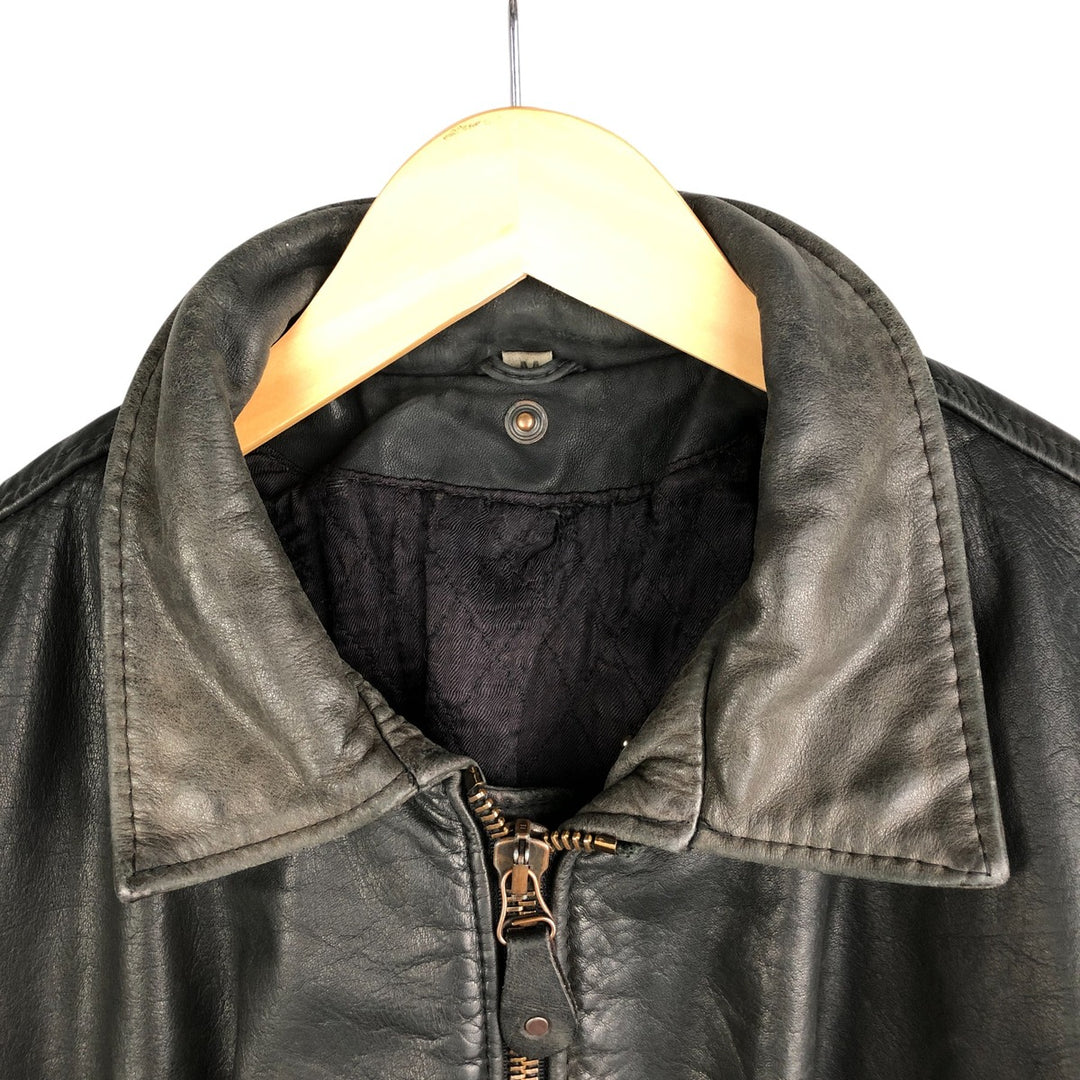 Quilted liner leather flight jacket, men's size M genuine leather black type Vintage Second Hand
